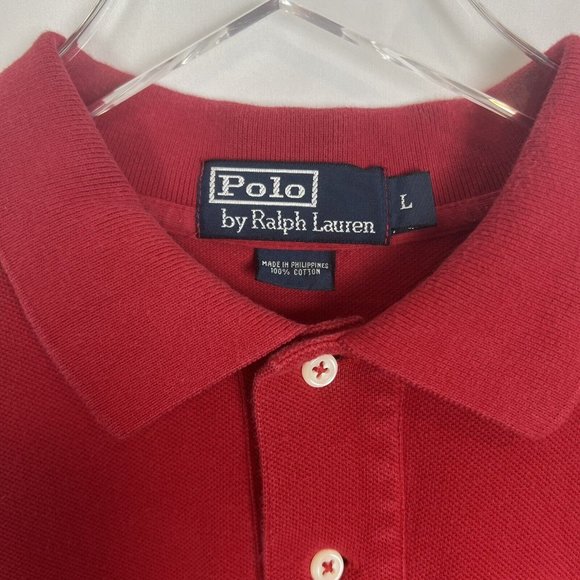 Ralph Lauren Polo Shirt Adult Large Red Cotton Golf Rugby Men L - Picture 5 of 11